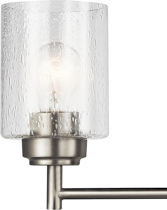 Kichler Winslow 30" Vanity Light in Brushed Nickel, 4-Light Transitional Bathroom Light with Clear Seeded Glass. (30" W x 9.25" H), 45887NI
