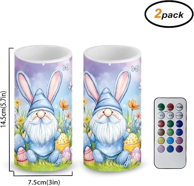 Flameless Candles LED Easter Gomes Stars Decorative Candles Battery Operated Ornage Flickering Candles with 18-Key Remote Timer Pillar for Home Living Room Party Table Decorations