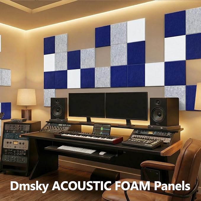 18 Pack Gray Acoustic Panels 12"X12"X 0.4" Soundproof Wall Panels Wall Decoration Sound Absorbing Panel High-Density Sound Deadening Panels Acoustic Treatment Panel for Home Studio