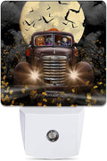 Halloween Truck Night Light, Witch Cat Pumpkin Night Lights Plug into Wall Decorations for Bedroom, Bathroom, Dusk to Dawn Sensor Nightlights for Girls Women Room Gifts