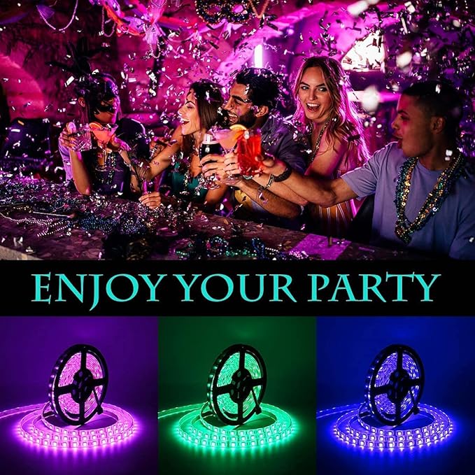 SUPERNIGHT LED Strip Lights, 16.4FT 5M SMD 5050 Waterproof 300LEDs RGB Color Changing Flexible LED Light Strip for Bedroom, TV Back Lighting (Not Include Power)