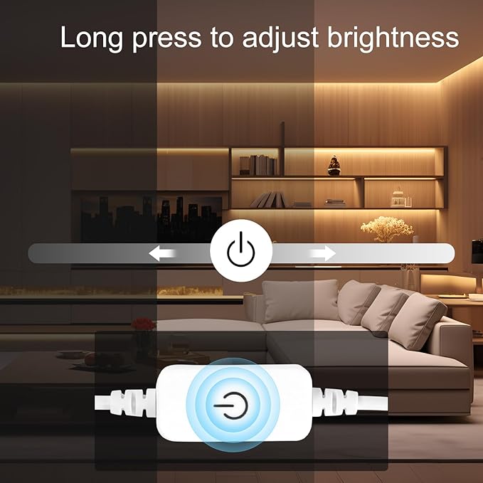 24V COB LED Strip, LED Strip for Bedroom, Touch Dimmable LED Strips, Warm White LED Light Strip, COB Flexible Light for Bedroom Cabinet Vanity Mirror DIY Lighting