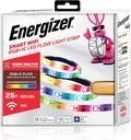 Energizer Smart RGB+IC LED Light Strip, 25 Foot Indoor Wi-Fi Color Flow LED Light Strip, Sound Reactive, Remote Access, Voice Control with Alexa, Siri, Google, Grouping, Scheduling, No Hub Required