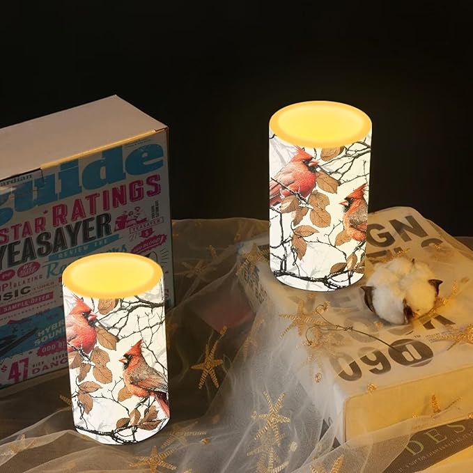 Cardinal Tree Flameless Candles 2 Pack 6 x 3 inch Battery Operated Candles with Multicolor Timer Remote Control LED Fake Candles for Warm Light Dinner Table Home Decor