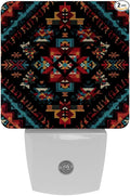 2 Count Tribal Navajo and Native LED Night Light, Plug-in, Dusk-to-Dawn Sensor, Energy Efficient, Ideal for Bedroom, Bathroom, Stairs, Hallway