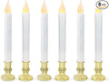 FURORA LIGHTING LED White Taper Candles with Gold Holders Pack of 6 with 5/19 Timer, Elegant Flameless Glow for Home Décor, Batteries Included
