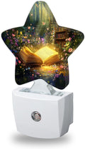 Energy Efficient Nightlights Plug In Wall, Forest Book Night Light for Kids Bedroom Decorative, Garden Wildflower Butterlies Dusk-To-Dawn Sensor Sleep Friendly Lamp for Nursery Bathroom Basement