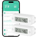 WiFi Thermometer Hygrometer Sensor, Temperature & Humidity Sensor with Notification Alarm for Remote Applications, Free Data Export, Compatible with Alexa- 2 Pack