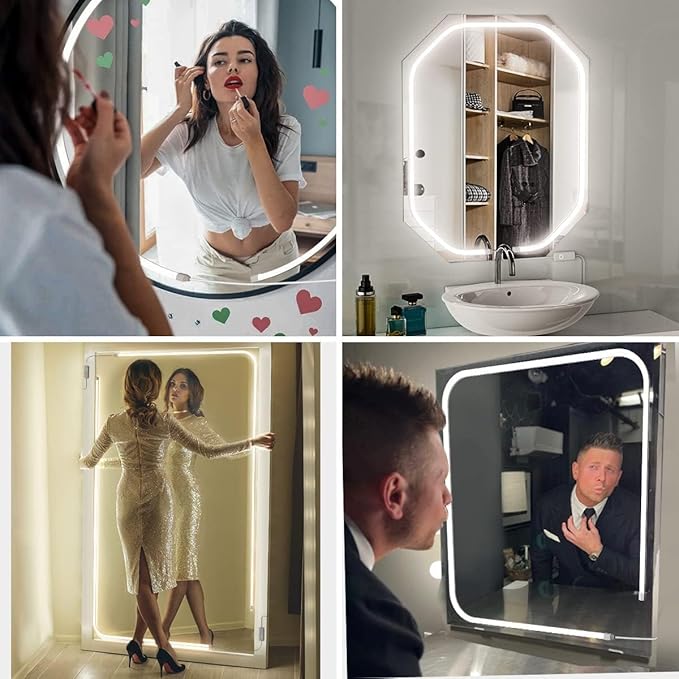 MY BEAUTY LIGHT LED Vanity Lights Strip for Mirror, 3000K-6000K Adjustable Color Temperature Bright Vanity Mirror Lights, 6.56FT Dimmable Makeup Light, ELT Approval 24V Stick on Lights for Mirror
