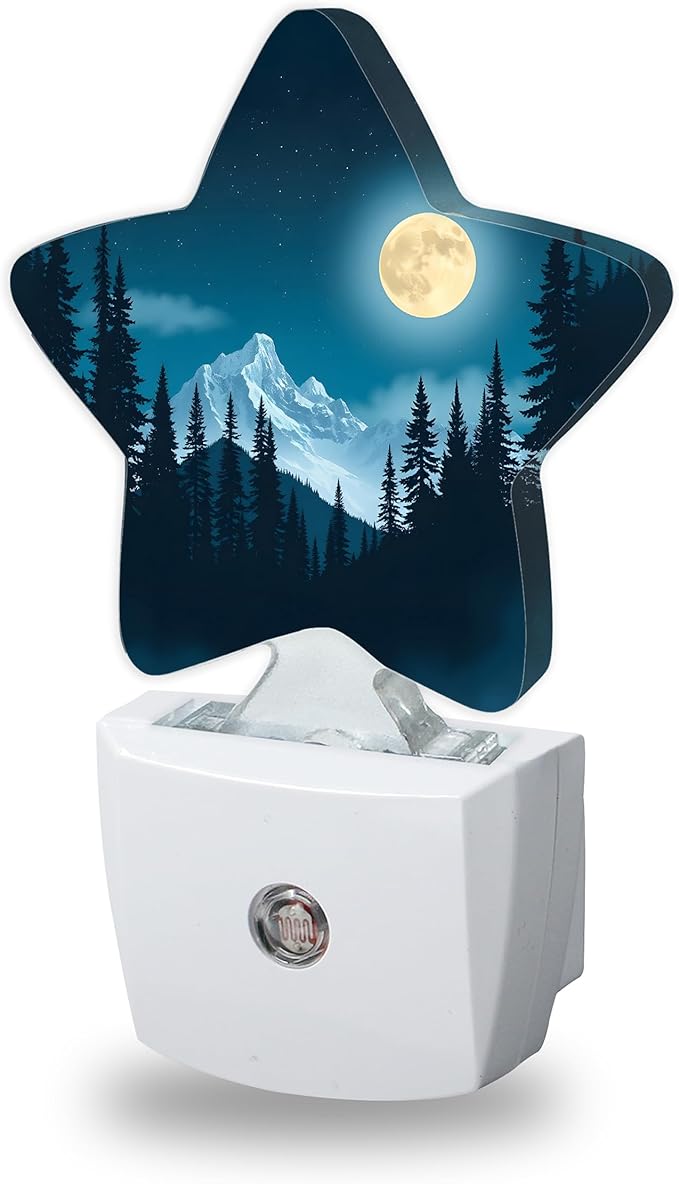 Forest Night Night Light for Kids,Moon Night Lights Plug Into Wall, Lightweight Dusk to Dawn Light Sensor Warm Nightlights for Girls Boys Bedroom Nursery Basement