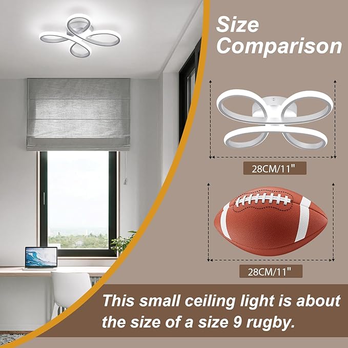ADISUN Modern LED Ceiling Light, 6000K Silver Semi Flush Mount Ceiling Lights for Hallway, Modern Lamps for Living Room Bedroom Corridor Aisle Hallway Indoor Ceiling Lamp (L14.56*W14.56*H1.18)
