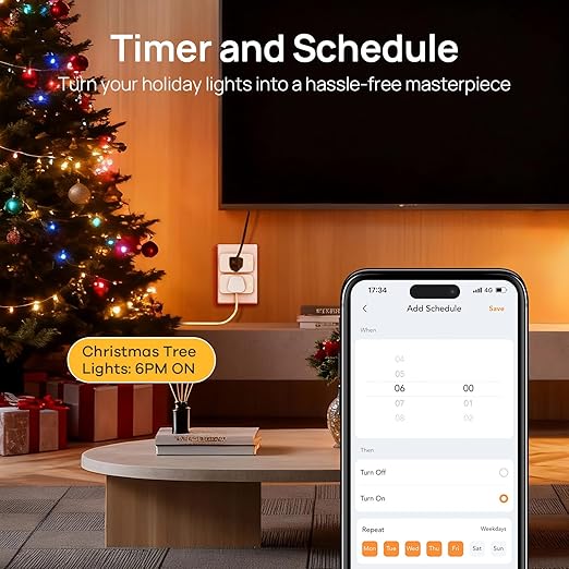 Linkind Matter Smart Plug, Smart Home Smart Outlet Timer, Work with Apple Home, Siri, Alexa, Google, SmartThings, 15A/1800W, APP Remote Control & Schedule, ETL & FCC Certified, 2.4G WiFi Only, 6 Pack
