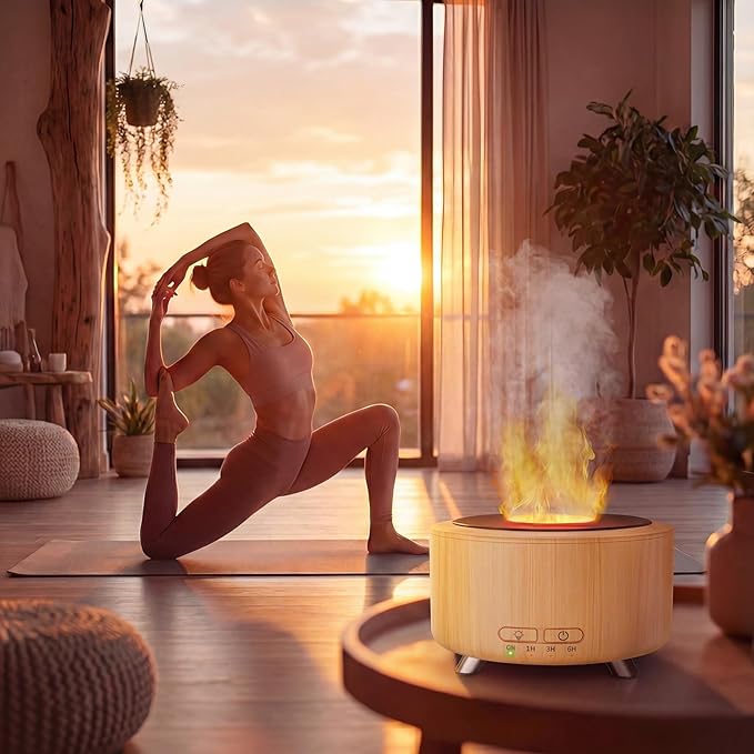 Essential Oil Diffuser for Home, 500 Aromatherapy Diffuser Oil Machine for Office Room Yoga, Aroma Diffuser with Auto-Off Function, 9 Colors LED Night Light, Light Wood