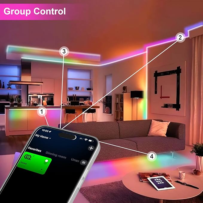 INDARUN RGB Smart IC COB Led Strip Light 32.8ft, 7200 LEDs 12mm Width, 24V Led Strip Lights Color Flowing Multicolor, Flexible Tape Light for TV Backlight, Smart Led Srtip Lights APP Control
