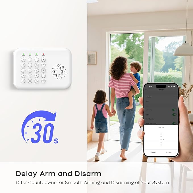 Alarm System for Home Security,WiFi+GSM/4G Compatible with Alexa Home Alarm System,17 Piece DIY Kit No Monthly Fees with Instant App Alerts,SOS Button,Smart Life or Tuya for Apartment,Kids Safety