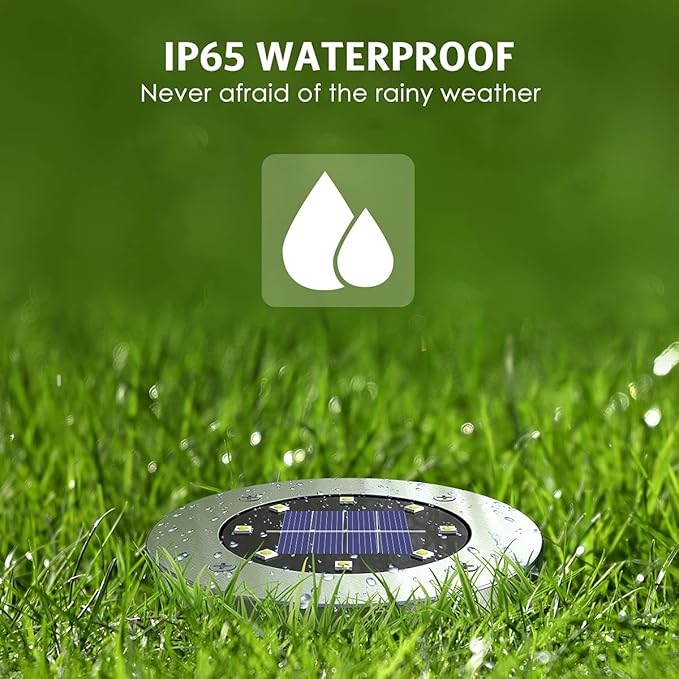 Solar Ground Lights 16 Packs, Garden Solar Outdoor Waterproof Pathway Bright In-Ground Landscape Lights for Patio, Lawn, Yard, Driveway, Step and Walkway White Light