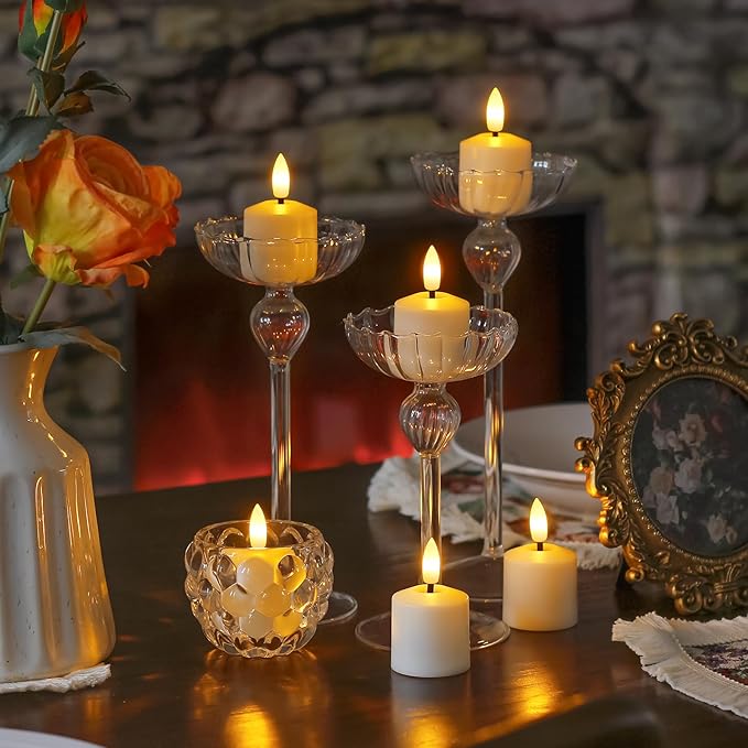 Rechargeable Small Flameless Tea Light Candles with Remote Function, LED Votive 2/4/6/8 Hours Timer Ivory 1.5" x2.5" Mini Plastic Set of 6 Tealight (Charging Cable Included)