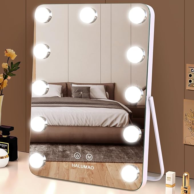14.6" Vanity/Makeup Mirror with Lights, Hollywood Mirror with 11 Dimmable LED Bulbs,3 Color Modes,Touch Control