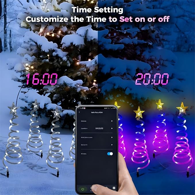 8 Pack Smart Christmas Pathway Lights Outdoor with Music Sync, 100+ Lighting Modes, Waterproof RGB Spiral Christmas Tree Path Lights for Yard, Driveway, Patio, Garden & Landscape Spotlights LED Lights