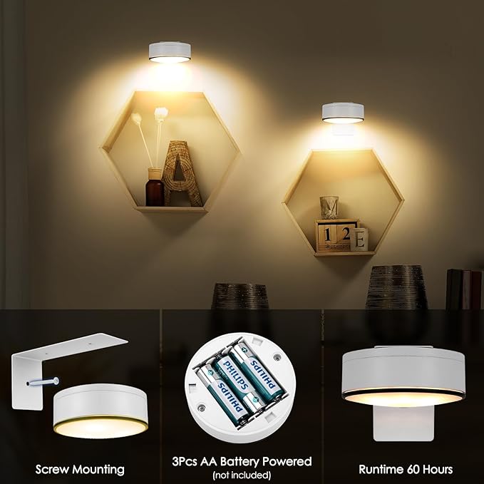 3Pcs Battery Picture Lights, Remote Painting Light for Art Disaplay,Magnetic Wall Picture Light Up/Down Light,Dimmable & Timer, 200LM 3 Lighting for Gallery Dartboard Frame Pictures