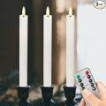 Flameless Taper Candles with Rmote, 9.6" Real Wax Battery Operated Candles with 3D Wick, 3 Pack Led Flickering Candlesticks, Electric Candle for Home, Wedding, Party, Decor, White