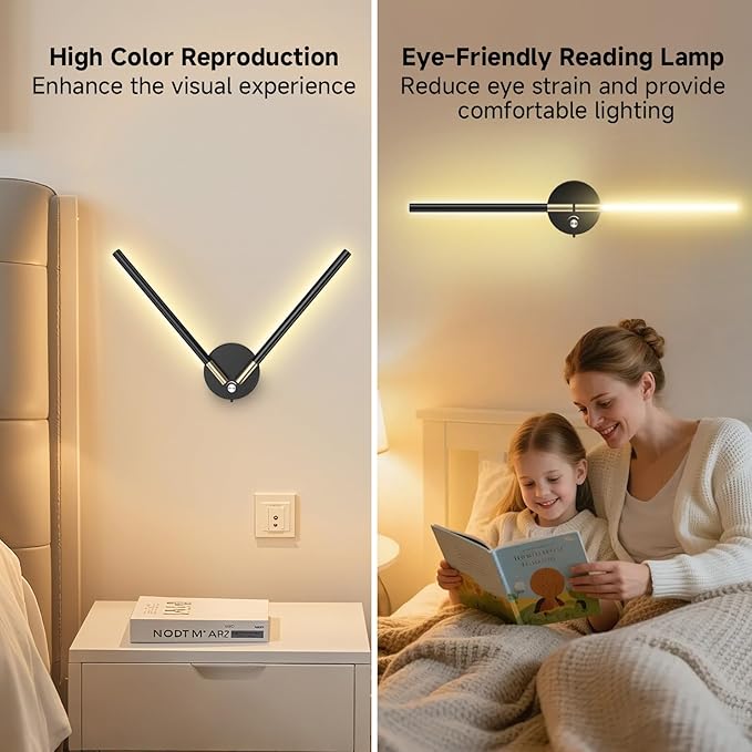Wall Sconces with 360°DIY Independently Rotatable Lamp,10000mAh Rechargeable Battery Operated,Wireless Magnetic Wall Lights with Remote,RGB Colors&Dimmable,Wall Decor for TV/Mirror,Bedroom,Staircase