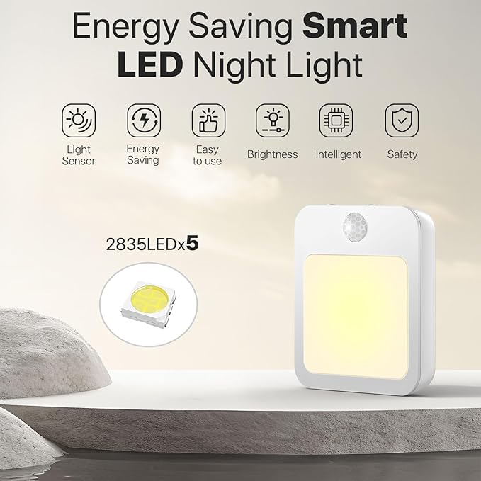 Night Light,Night Lights Plug into Wall,Dimmable LED Motion Sensor Light Indoor,Night Lights for Bedroom,Bathroom,Kitchen,Hallway,Night Light for Kids with Automatically Turn on and Off (1)