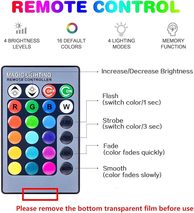 RGB Color Changing Light Bulbs,RGB LED Light Bulbs,9W Warm White 6500K,40W Equivalent,16 Color Multicolor A19 E27/E26 Dimmable Memory Function, for Home Decoration,Stage,Bar,Party