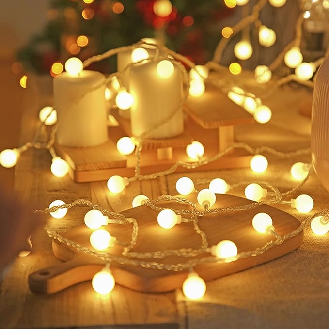 USB & Battery Operated Globe String Lights, 19.6 ft 40 LED Lighted Fairy Aesthetic Frosted Ball Bubble Light for Apartment Balcony Bedroom Dorm Classroom Indoor Outdoor Decir, Warm White