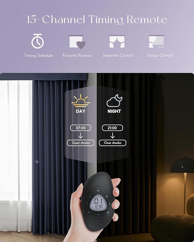 Graywind Rechargeable Smart Curtains Compatible with Alexa App Remote Control Motorized Drape for Sliding Door One-Way or Split Draw, Custom Width Up to 220" (Sapphire Blue)