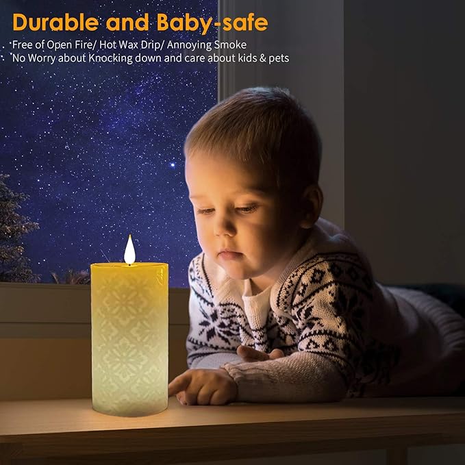 NICEME LED Color Changing Candle with Remote Timer 6” Electric Multi Colored Flameless Candle Battery Operated Round Ivory Flickering Pillar Votive Candle for Halloween Christmas Wedding Party Decor