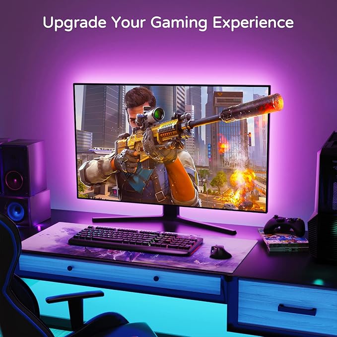 HAMLITE TV Led Backlight 60-65 Inch TV,15Ft TV Lights Behind Monitor HDTV Work Space Decor-20 Colors Changing TV Bias Lighting for Gaming,Living Room Decor