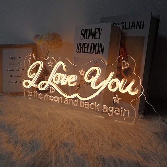 I Love You LED Neon Sign for Wall Decor USB Adjustable Brightness Living Room Bars Barbers Pub Wedding Party Salon Club Gatherings Gaming Room Man Cave Halloween Christmas Birthday Art Wall Decor