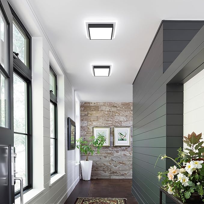 Modern LED Ceiling Light, 13 Inches Square Ceiling Light, 5CCT Flush Mount Ceiling Light, Hallway Ceiling Lighting Fixtures for Living Room Bedroom Bathroom Kitchen