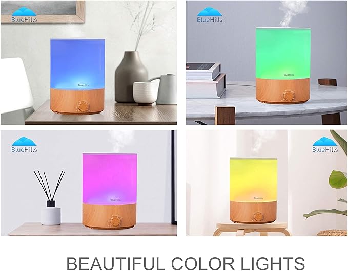 BlueHills Premium Set of Two Large 5000 ML XL and 4000 ML Essential Oil Diffusers Humidifier Combo for Large Room Home with Décor LED Lights Great Gift – Value Pack of White and Wood Grain