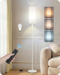 White Dimmable Floor Lamps for Living Room with Remote and Foot Switch, 64.4” Modern Standing Tall Lamp, Corner Lamp for Bedroom, Office, Bulb Included, 3000K-6500K, FCC Listed WCW06LD05W1