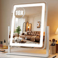 Vanity Mirror with Lights, 15"×12.2" Large LED Makeup Mirror with Light, HD Mirror, Smart Touch with 3-Color Lighting, Dimmable, 360° Rotation, Lighted Up for Vanity Desk Tabletop, Bedroom (White)