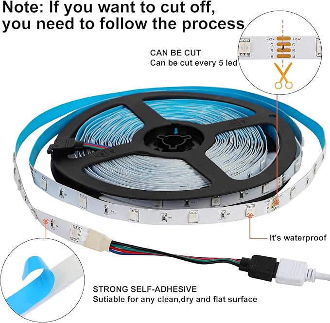 SUPERNIGHT 131.2FT Led Light Strips, 4 Rolls of 32.8FT 5050 300 Led Strip RGB, Color Changing Led Rope Lights, TV LED Backlight Decor, Led Tape Light for Bedroom, Party