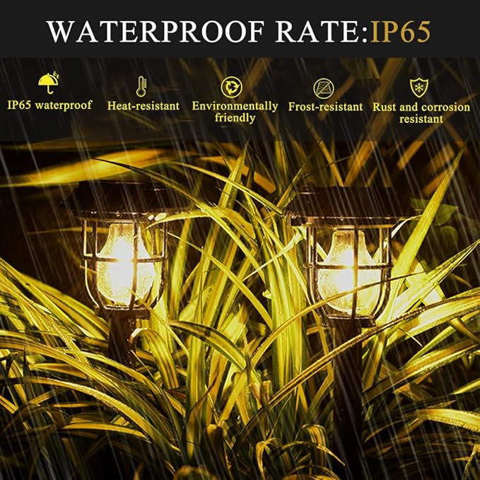 Solar Pathway Lights 4 Pack Motion Sensor, IP65 Waterproof, 120LM Warm White Tungsten Bulb for Garden Yard Lawn Decor