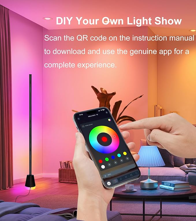 2PCS Corner Floor Lamp,Smart RGB LED Corner Lamp with App and Remote Control,16 Million Colors & 68+ Scene,Music Sync,Timer Setting,Ideal Standing Lamp for Living Rooms,Bedrooms,Gaming Rooms