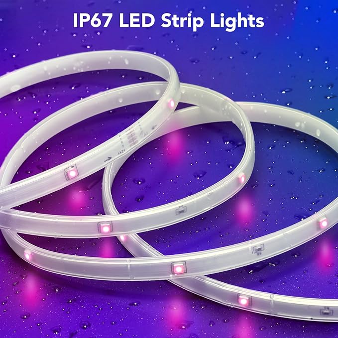 Outdoor LED Strip Lights Waterproof, 100FT (2 Rolls of 50ft) RGB IP67 Led Lights with App and Remote Control, Color Changing Led Rope Lights for Garden, Pool, Patio, Balcony Decor