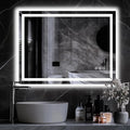 LED Bathroom Mirror, 40"x30" with Frontlit and Backlit Anti-Fog Mirror with Lights LED Vanity Mirror for Bathroom 3 Colors Temperature & Dimmable Bathroom Mirror with HD Tempered Glass