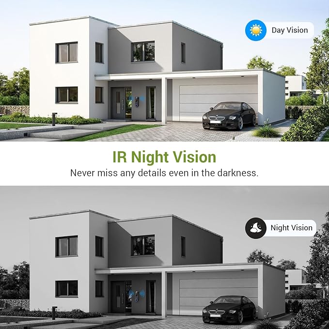 1080P Wireless Video Doorbell Camera, Outdoor Surveillance Cameras, FHD Live View, Cloud Storage, AI Human Detection, Instant Alert, Night Vision, Two Way Audio, 2.4G WiFi Only