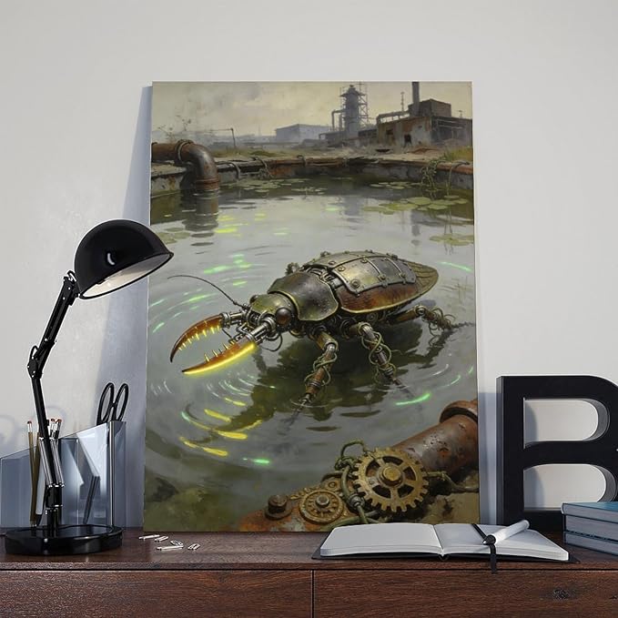 Framed Industrial Fantasy Wall Art for Living Room TV Wall Post Apocalyptic Style Home Decor 08x12inch(20x30cm)
