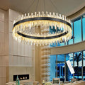 Glam Crystal Chandelier Large Ring Chandeliers with Remote Dimmable LED Light Adjustable Hanging Lights Luxury Ceiling Pendant Lighting Fixtures for Living Dining Bedroom Foyer Black Light