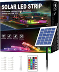 50ft RGB Outdoor Led Strip Lights Waterproof, Solar Led Strip Lights Outdoor with Self-Adhesive, Auto On/Off 16 Colors and 4 Modes with Remote Timer Great for Patio, Pathway Decor