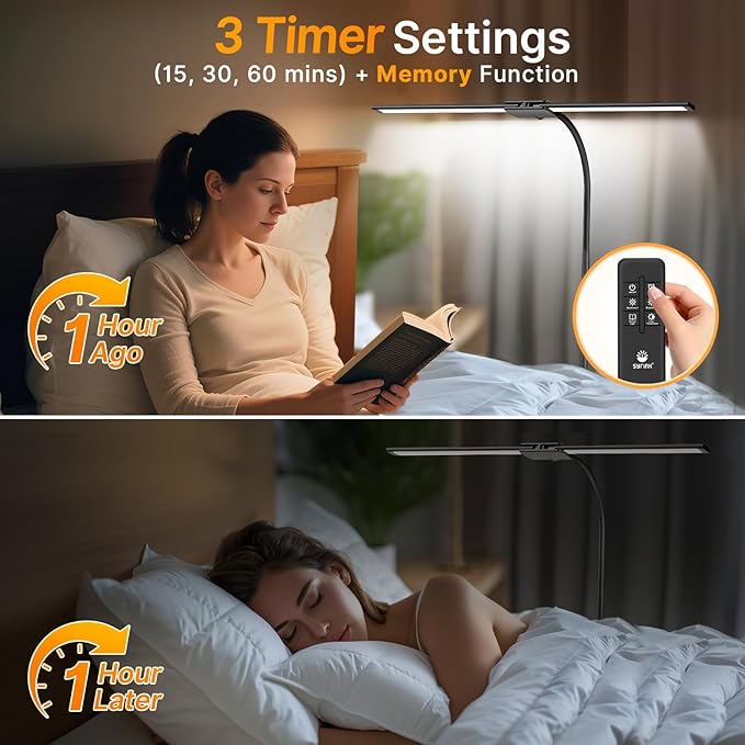 Syrinx LED Floor Lamp, 14W 2000LM Bright Reading Floor Lamp for Office, Gesture & Remote Control, Dual Head Goose-Neck Standing Lamp, Dimmable Brightness & Color Temp, Eye Caring Light for Living Room