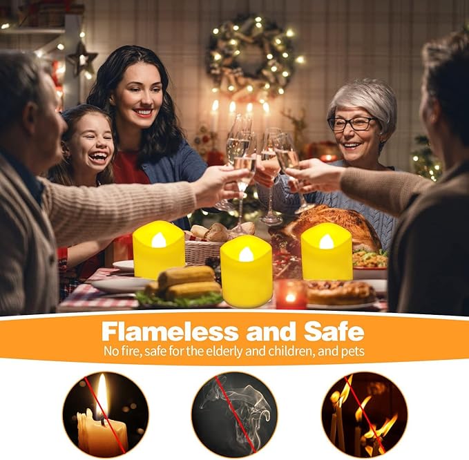 Jialine Rechargeable Tea Lights with Remote Timer, Battery Operated Flameless Votive Tea Lights Candles, USB Tealights Candles for Weddings,Parties,Halloween,Home Decor Seasonal Decor(6 Pack)