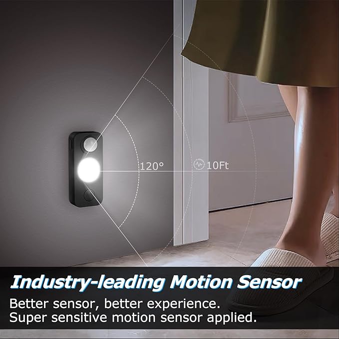LED Motion Sensor Puck Lights, Rechargeable Cabinet Lights, Stick on Wireless LED Night Light for Closet, Drawer, Shelf, Under Cabinet, Daylight White 6Pack, USB Charging Cord Included