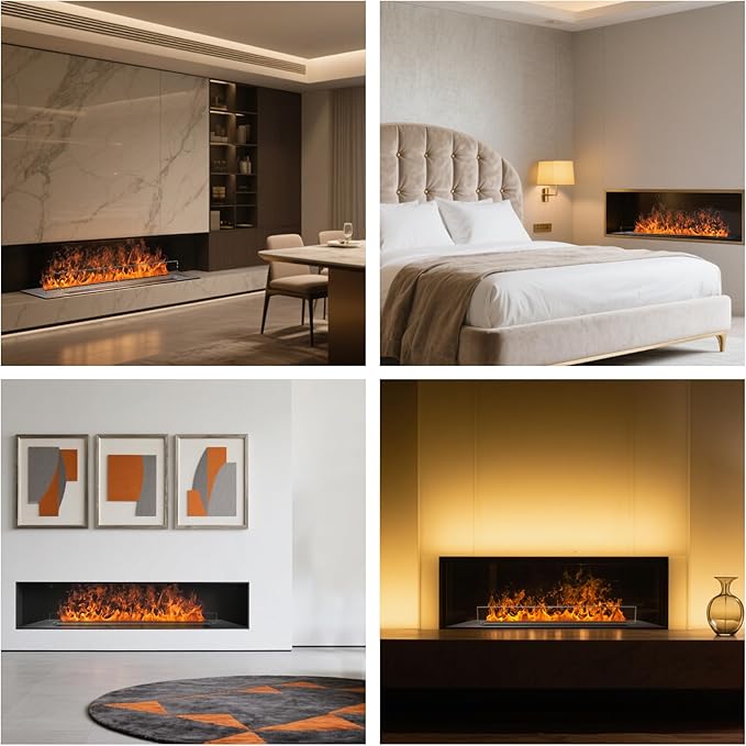 39.3" 3D Water Vapor Electric Fireplace Heater - Humidifier Function,Smart APP/Remote Control,Colorful Realistic Flame, Decorative Steam Atomizing Fireplace for Home, Office, Hotel & Restaurant